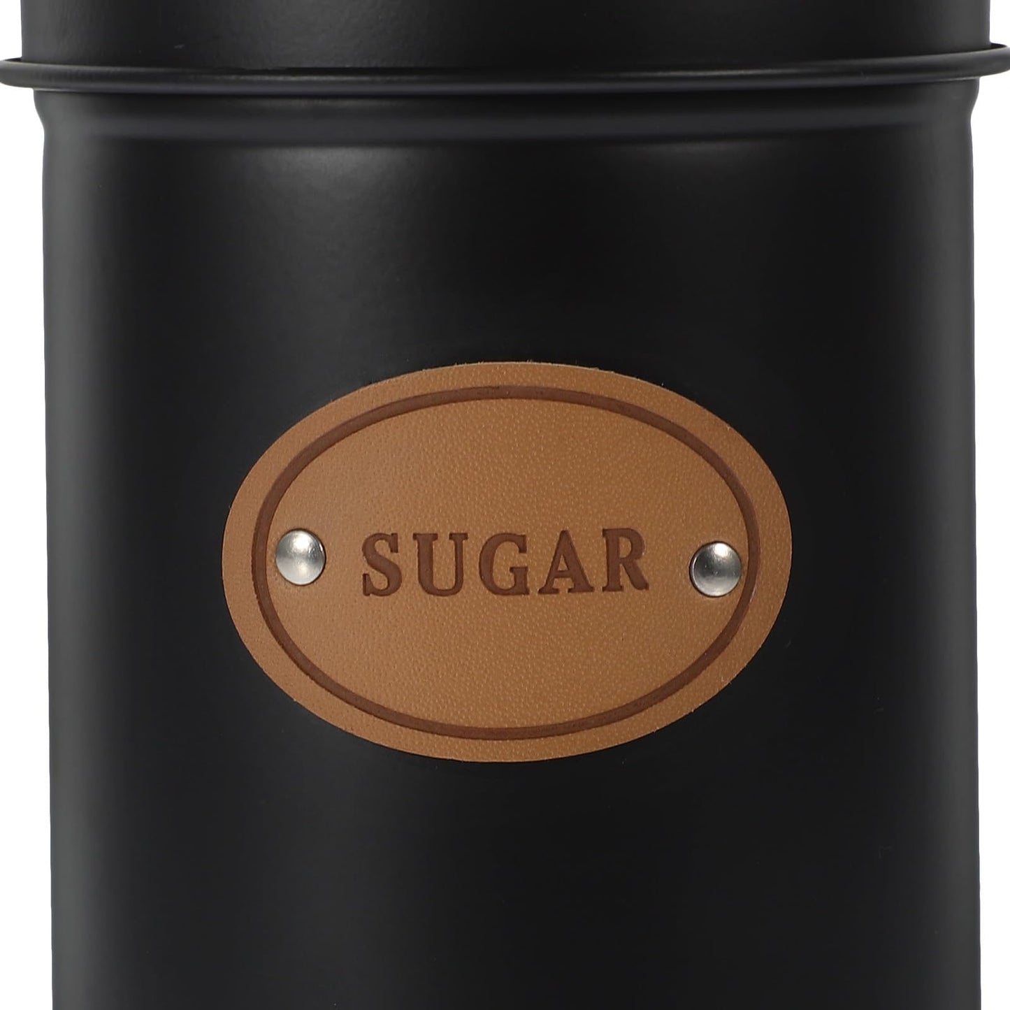 FRCOLOR Metal Sugar Storage Jar with Lid, Handheld Candy and Tea Canister, Nordic Style Airtight Food Container for Kitchen and Dining –, Black