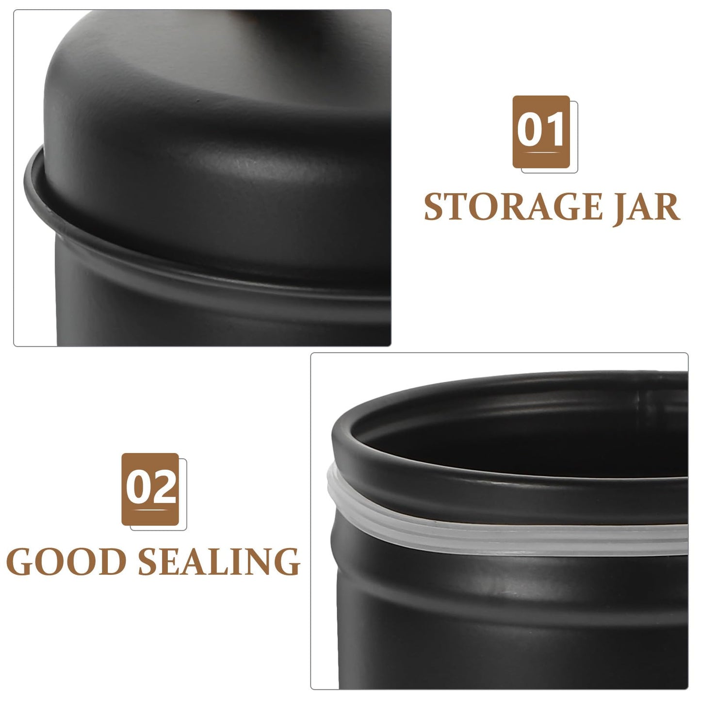 FRCOLOR Metal Sugar Storage Jar with Lid, Handheld Candy and Tea Canister, Nordic Style Airtight Food Container for Kitchen and Dining –, Black